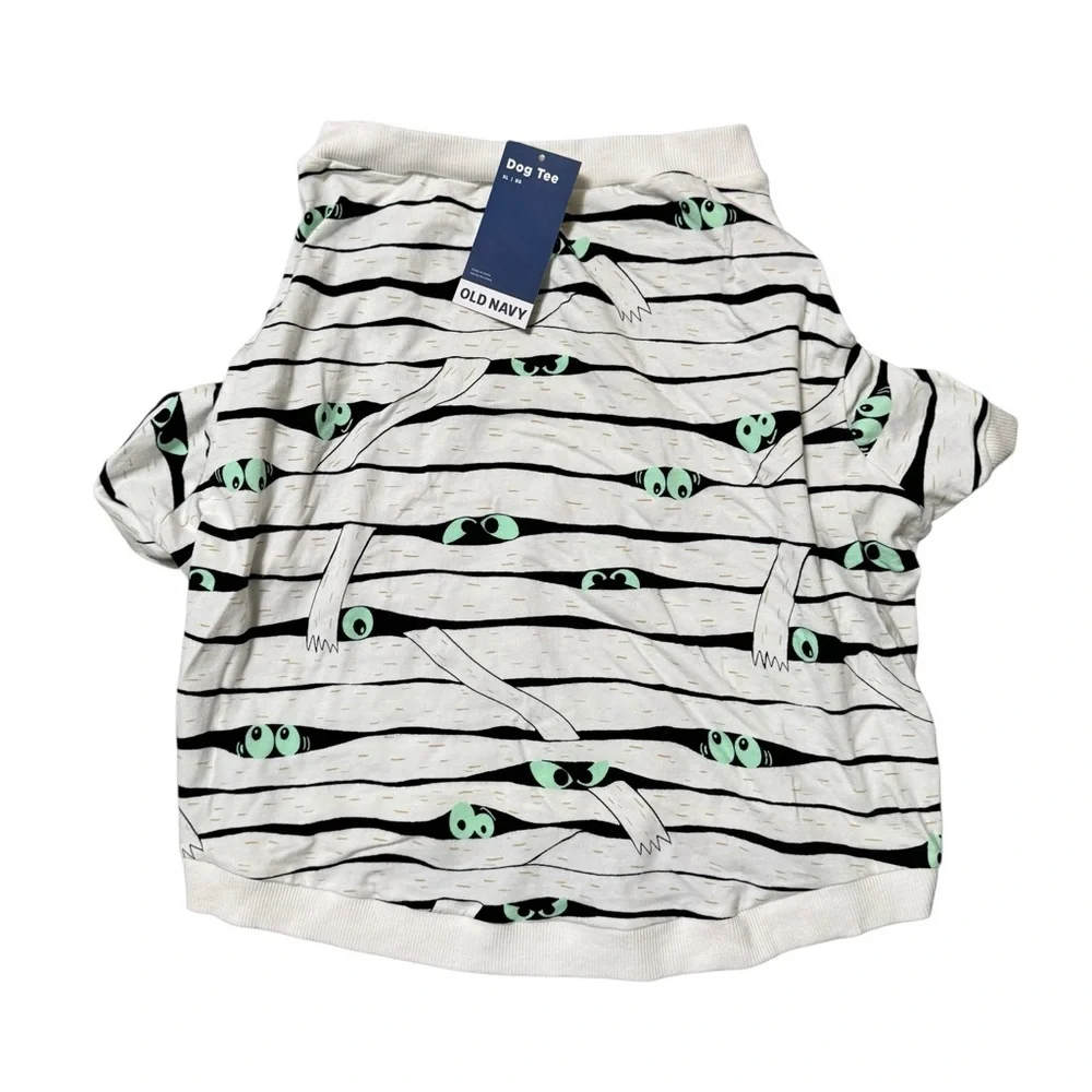 NWT Old Navy Striped Dog Tee with Mummy Green Eyes